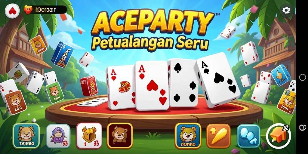 Screenshot utama ACEPARTY menampilkan momen seru dalam permainan Domino.
