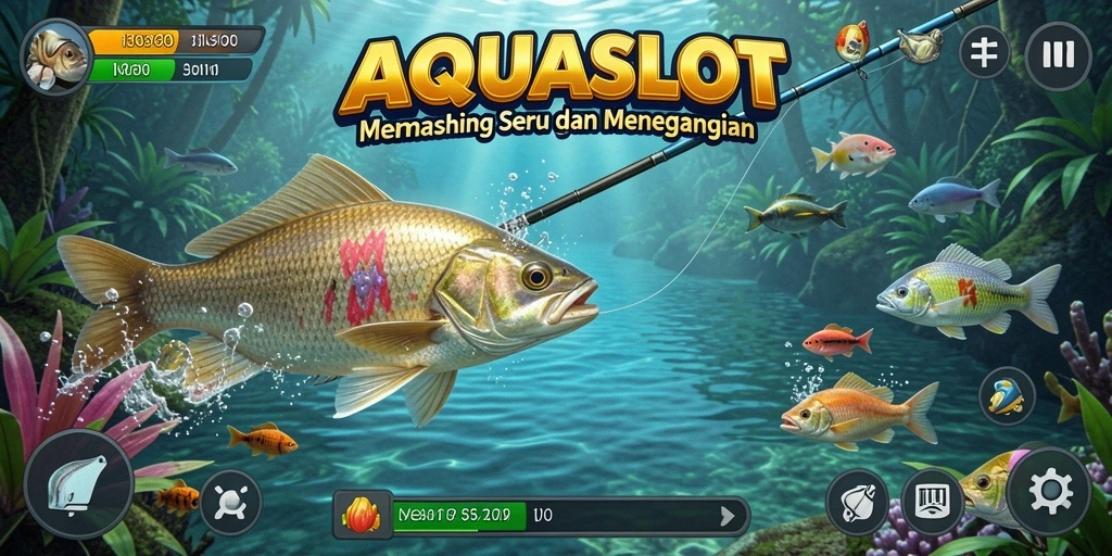 Gameplay menegangkan AQUASLOT dengan aksi memancing yang seru.