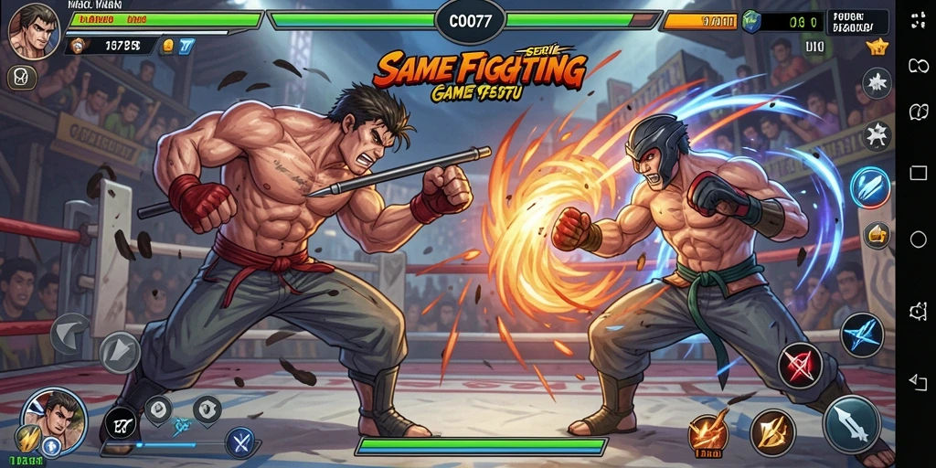 Tampilan gameplay COO77 dengan aksi pertarungan yang menegangkan.