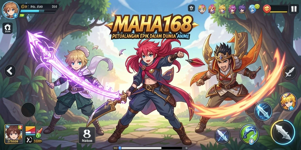 Tampilan gameplay yang menakjubkan dengan karakter anime yang dinamis.